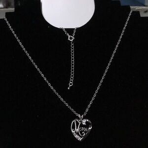 Elegant Silver 'Mom' Heart Necklace